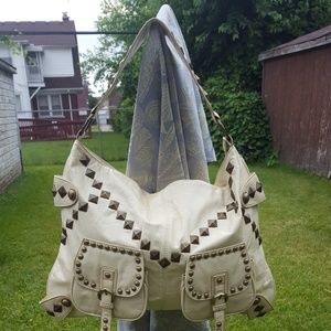 Beige Studded Leather Purse